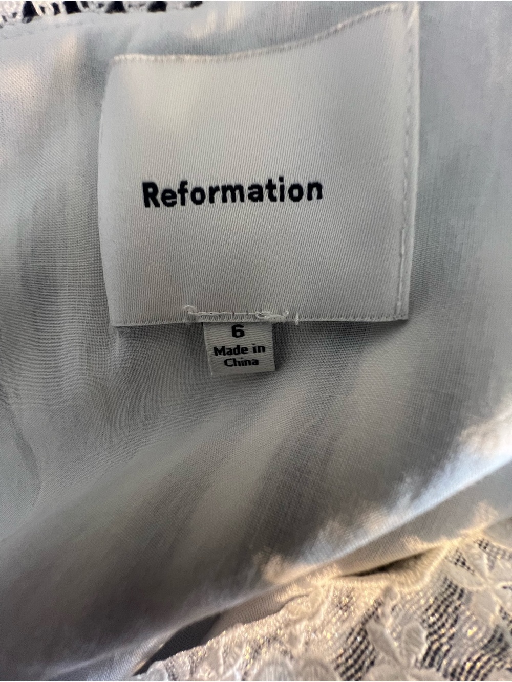 Reformation Nonie Mini Dress White W/Black Stripes Lace Collar Short Sleeves 6 ๐ - Picture 11 of 13